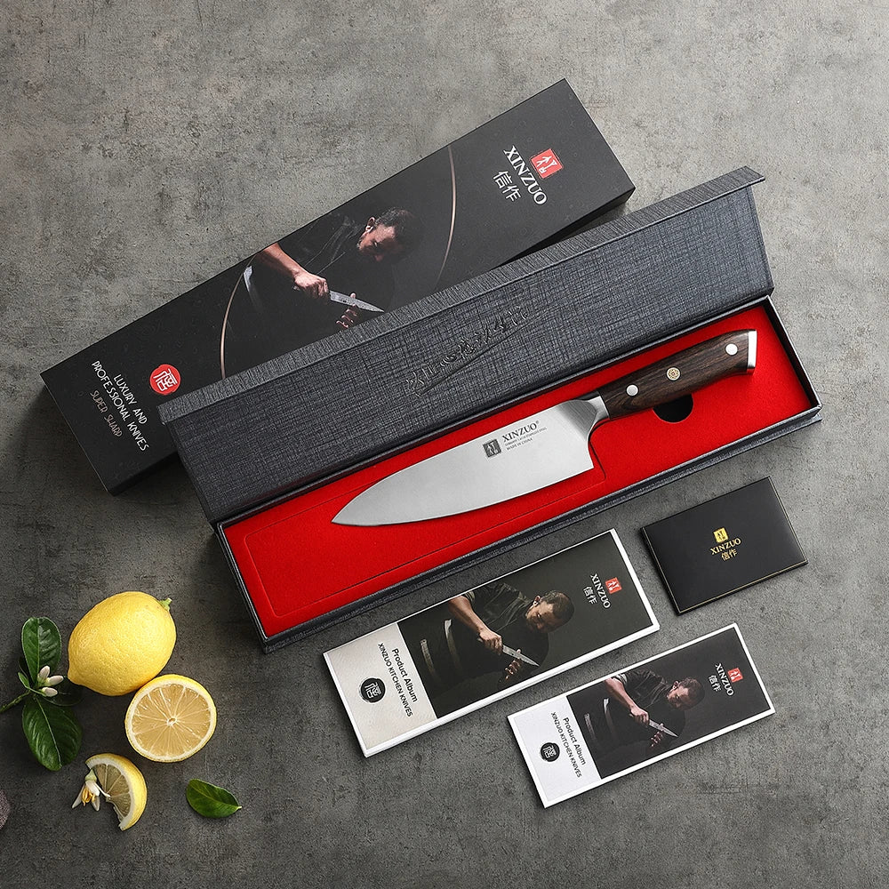 WOKNIVES™ Premium 6.5-Inch German Steel Chef Knife – High-Temperature Forged Utility Blade with Ebony Handle