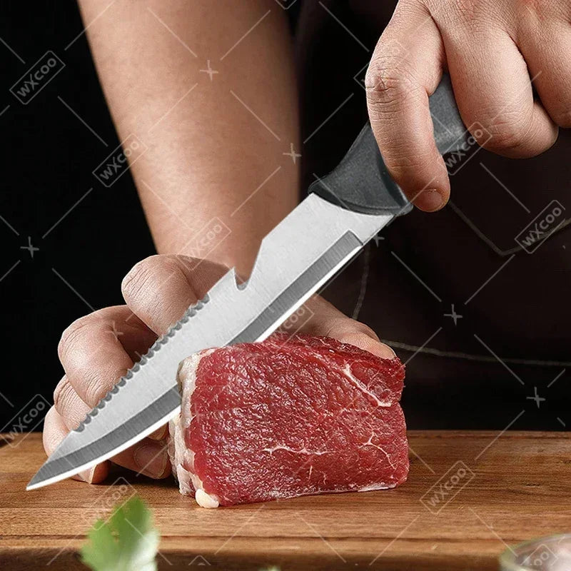 WXCOO Fish Filleting Knife Stainless Steel Ultra-sharp Boning Knife Multi-purpose Meat Cleaver Sushi Slicer Fruit Peeler Fish