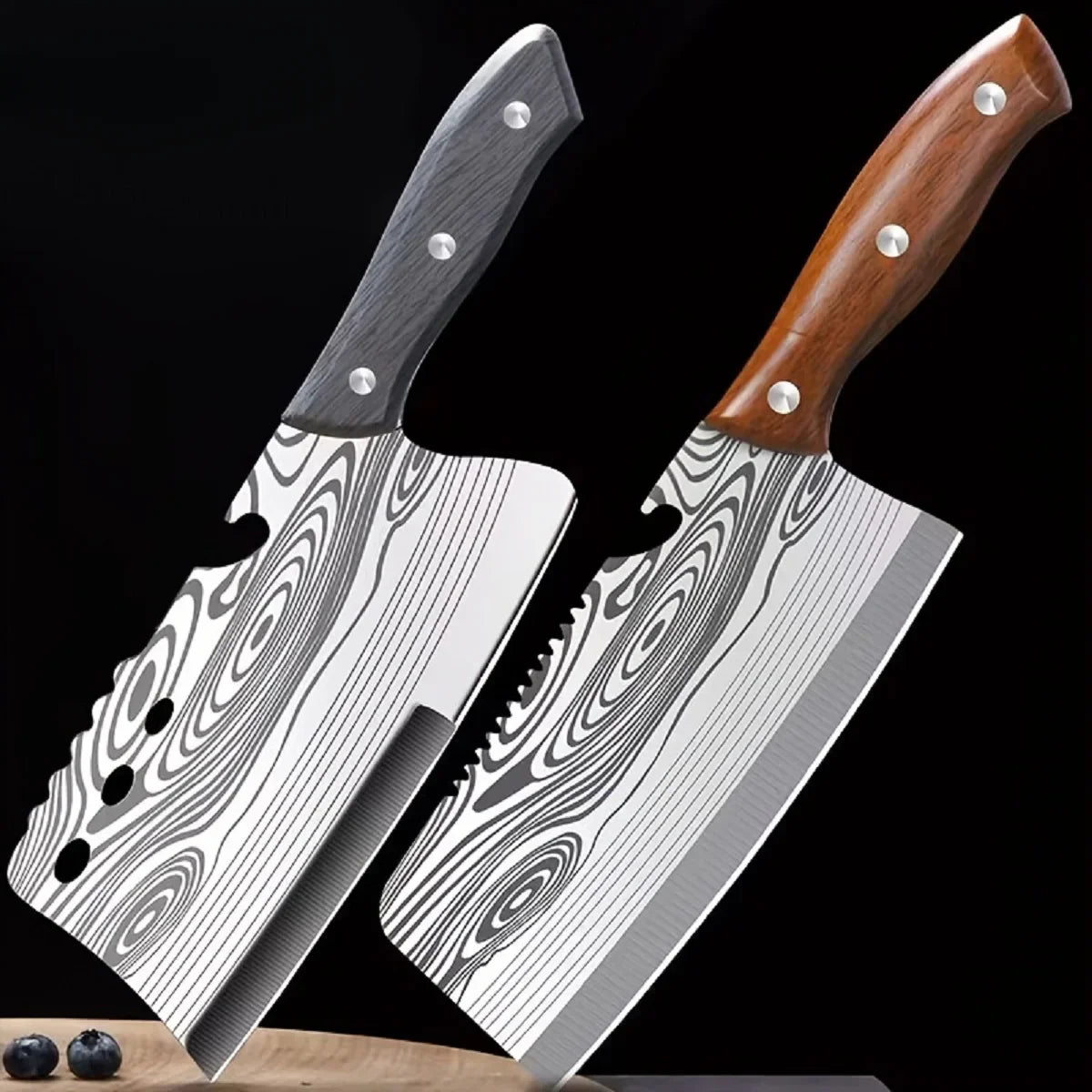 Woknives™ Classic Series Damascus Pattern Bone Cleaver – Heavy Duty 5Cr13MoV Stainless Steel Butcher Knife