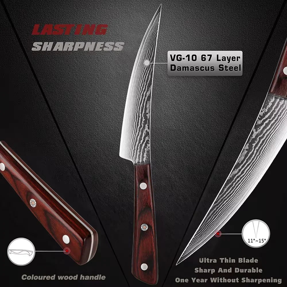 Woknives™ Pro Japanese Damascus Steel Boning Knife – Razor Sharp Full Tang Fillet Knife