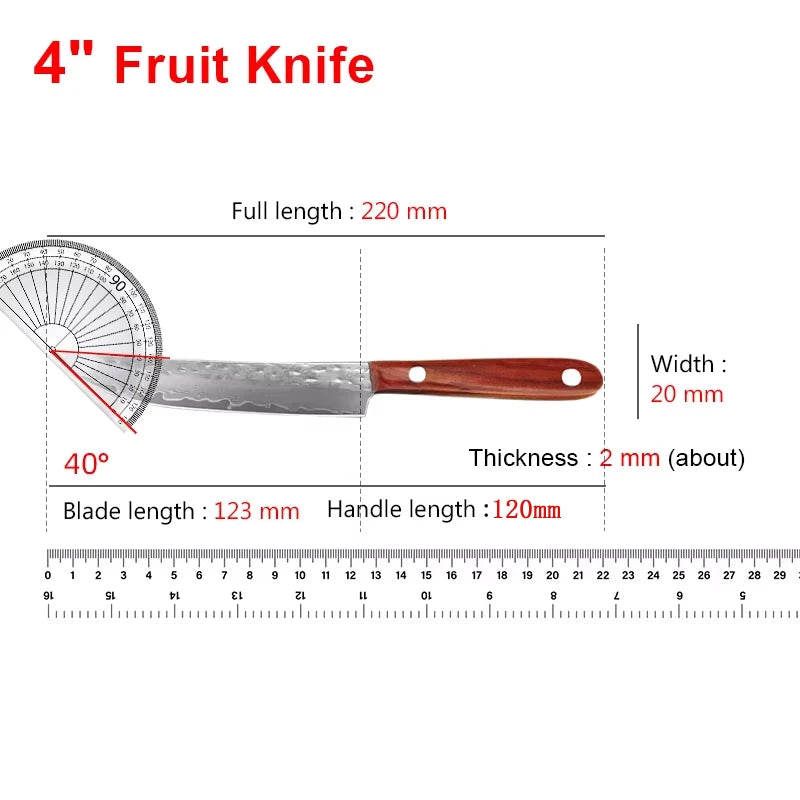 Woknives™ Real Damascus Steel Paring Knife with Handmade Forged Wooden Handle