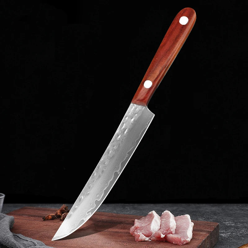Woknives™ Real Damascus Steel Paring Knife with Handmade Forged Wooden Handle