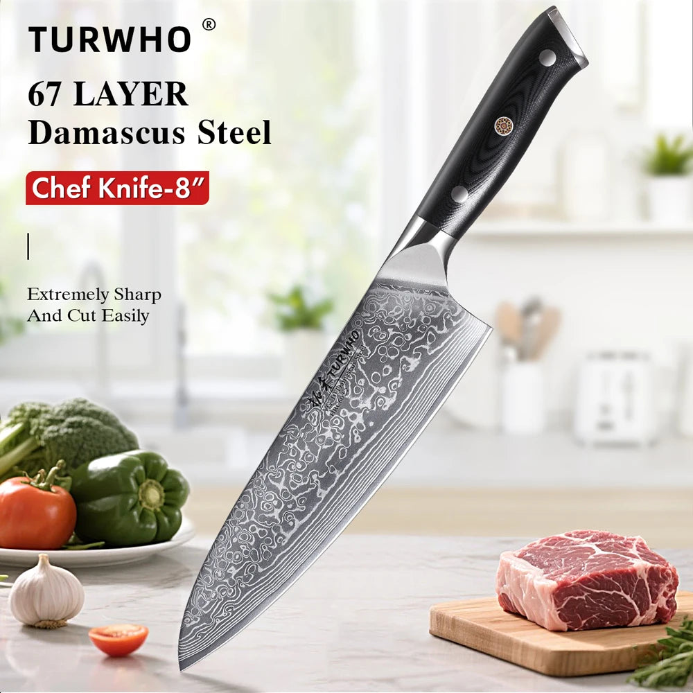 Woknives™ 8-Inch Professional Damascus Chef Knife – Japanese 67-Layer VG10 Steel Blade