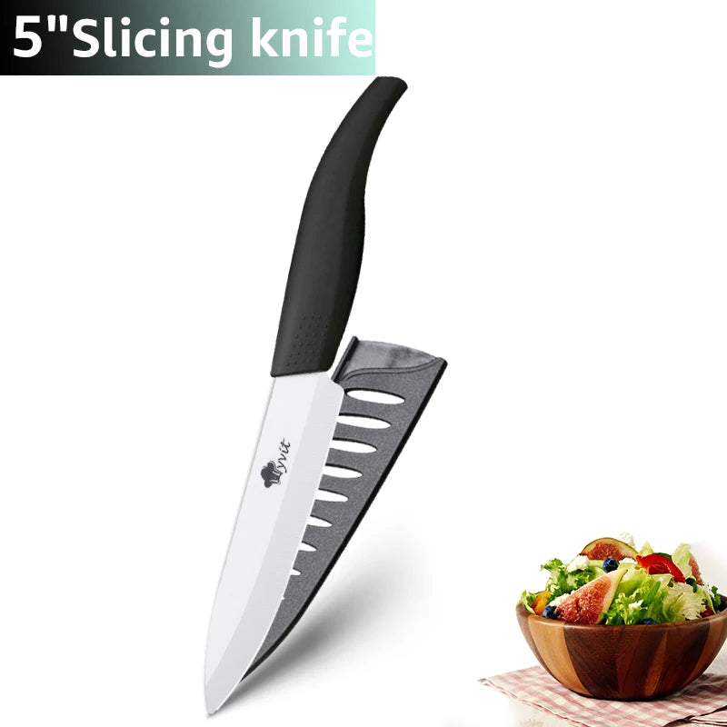 Ceramic Knife 3 4 5 inch + 6 inch Kitchen Knives Serrated Bread White Blade Fruit Chef Knife Vege Cook Tool