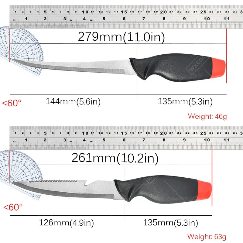 WXCOO Fish Filleting Knife Stainless Steel Ultra-sharp Boning Knife Multi-purpose Meat Cleaver Sushi Slicer Fruit Peeler Fish