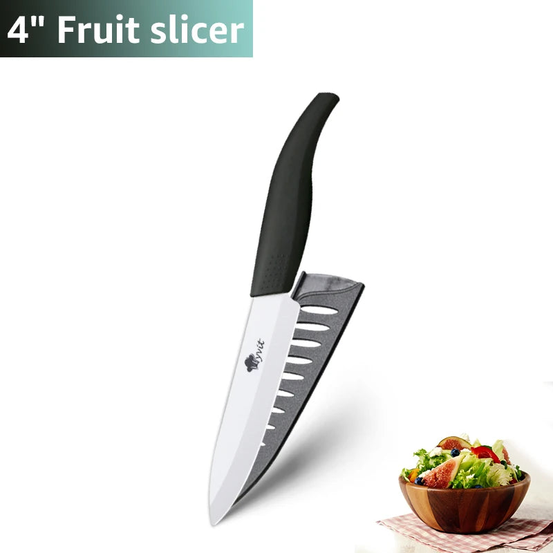 Ceramic Knife 3 4 5 inch + 6 inch Kitchen Knives Serrated Bread White Blade Fruit Chef Knife Vege Cook Tool