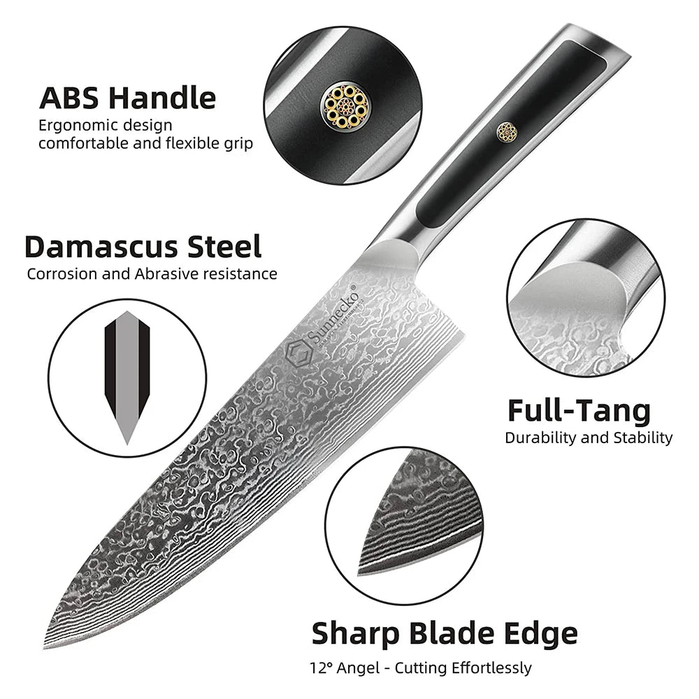 Woknives™ 8-Inch Elite Series Japanese Damascus Chef Knife – High Carbon VG10 Steel Gyuto