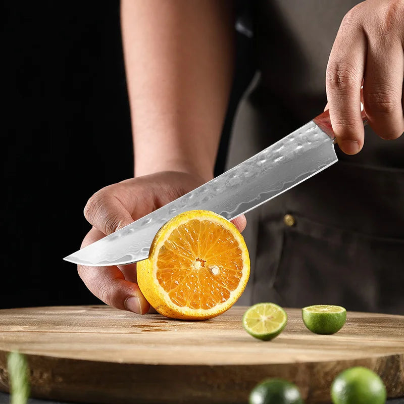 Woknives™ Real Damascus Steel Paring Knife with Handmade Forged Wooden Handle