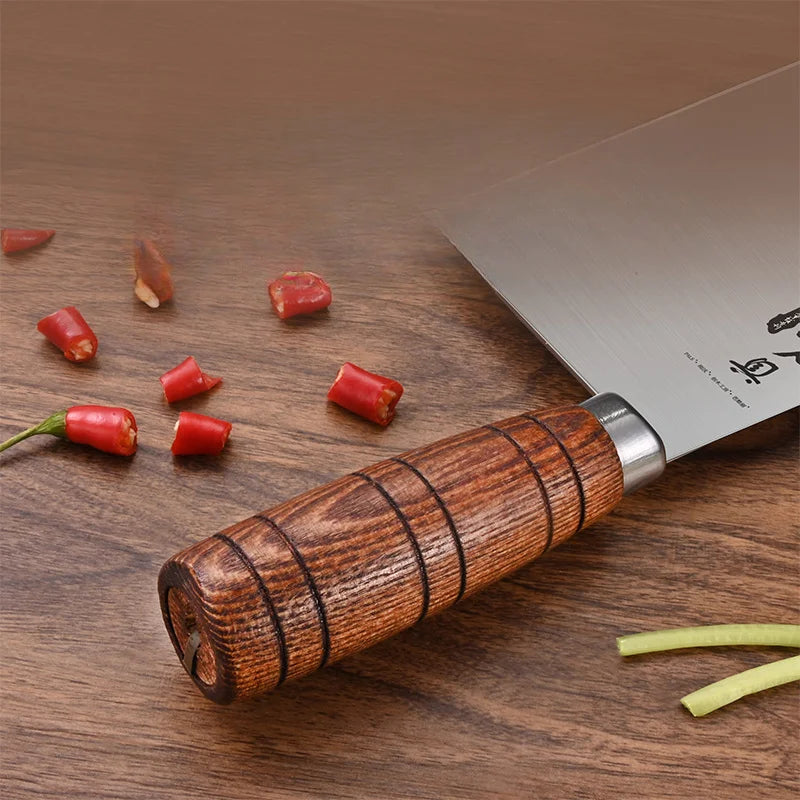 PLYS Solid Wood Handle Slicing Knife Stainless Steel Slicing Knife Sharp Vegetable Knife Meat Knife High Hardness Kitchen Knives