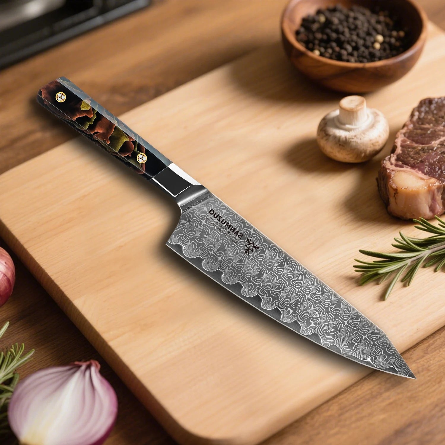 Woknives™ 8-Inch BI Series Damascus Chef Knife – Premium 101-Layer Powder Steel Kit